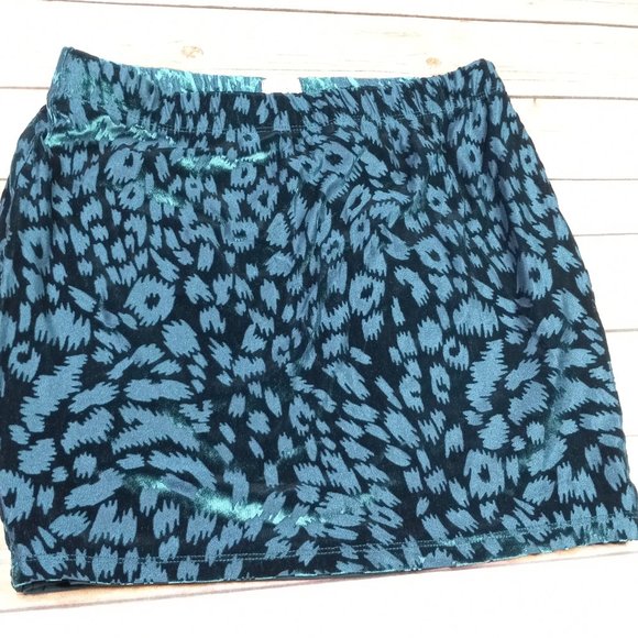 Mudd Medium Skirt Turquoise Burnout Animal Print Velour Skirt - Picture 2 of 8